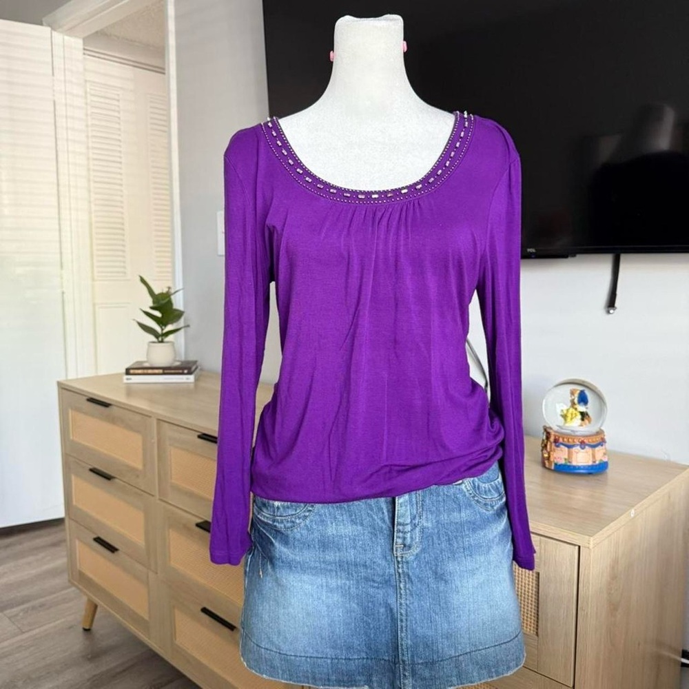 cable & gauge y2k purple long sleeve top